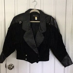 Phoenix outerwear genuine black leather/suede